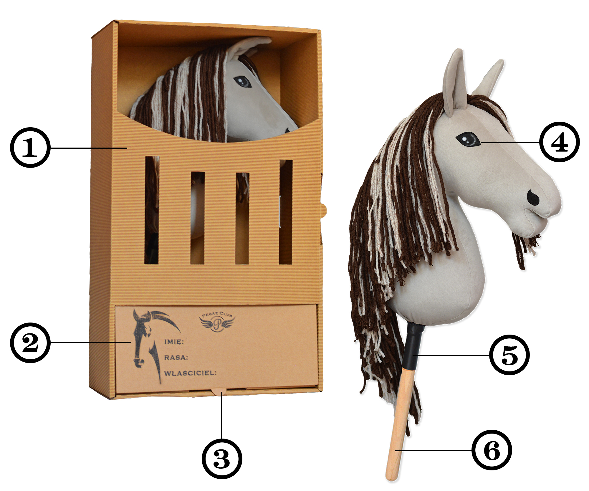 PEGAZ CLUB oryginalny Hobby Horse A3 Koń Polski myszaty - szary Polski_myszaty_5_cechy_male