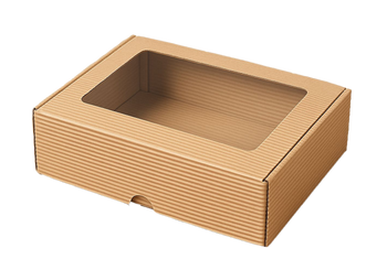 Pudełko fasonowe z okienkiem 245x180x82 karbowane