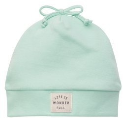 Czapka niemowlęca, miętowa z naszywką Spring Light Pinokio