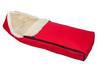 Śpiworek do wózka zimowy z eko wełną gładki czerwony