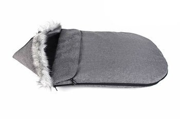 Śpiworek do wózka zimowy z eko futerkiem szary